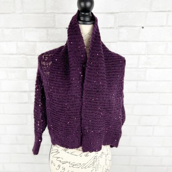 Express Knit Purple Sweater Cardigan with Sequin Size XS - Picture 2 of 7